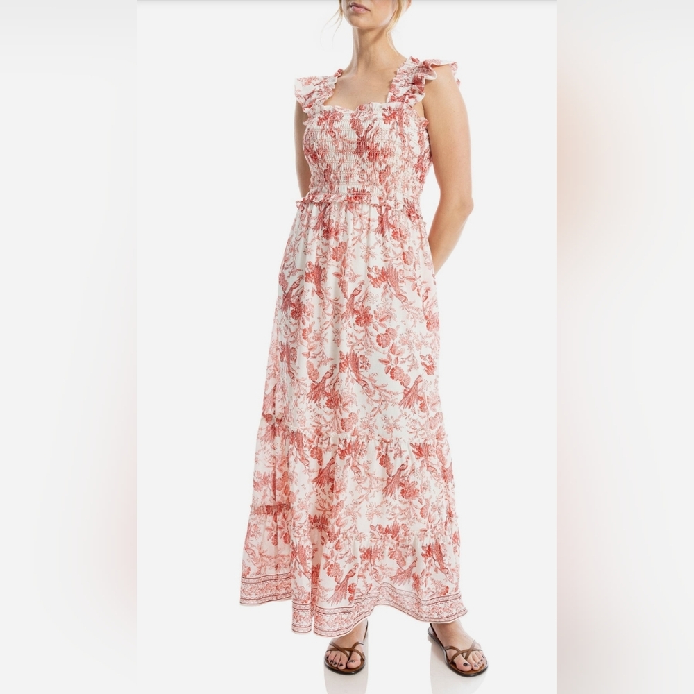 NWT - Max Studio Smocked Tiered Lined Stretch Maxi Dress - Size XL